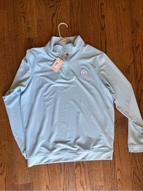 NWT Peter Millar Light (British Open 2025) Blue Performance Quarter-Zip Pullover